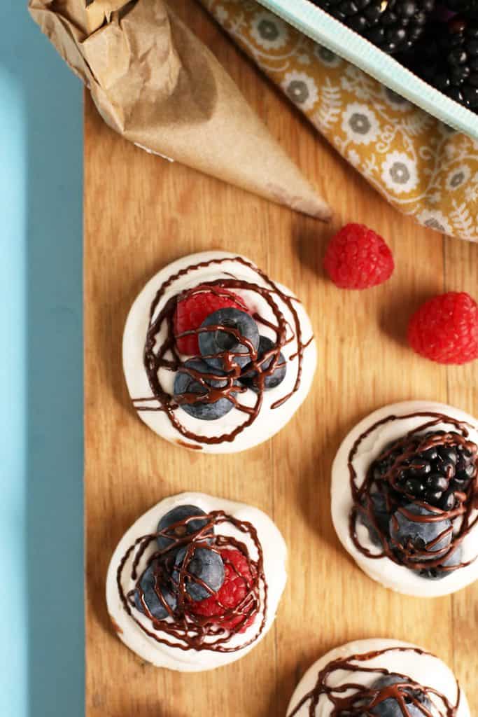 Aquafaba Meringue Nests with Coconut Whipped Cream and Fresh Berries