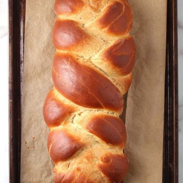 Finished loaf on sheet pan