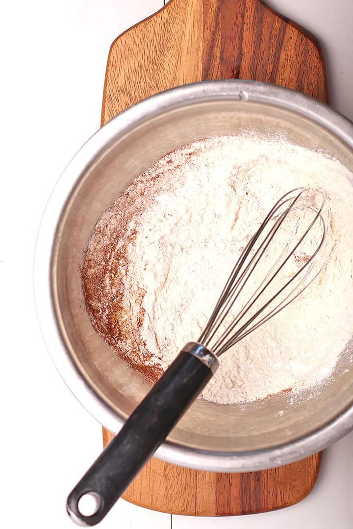 Dry ingredients for vegan pumpkin donuts