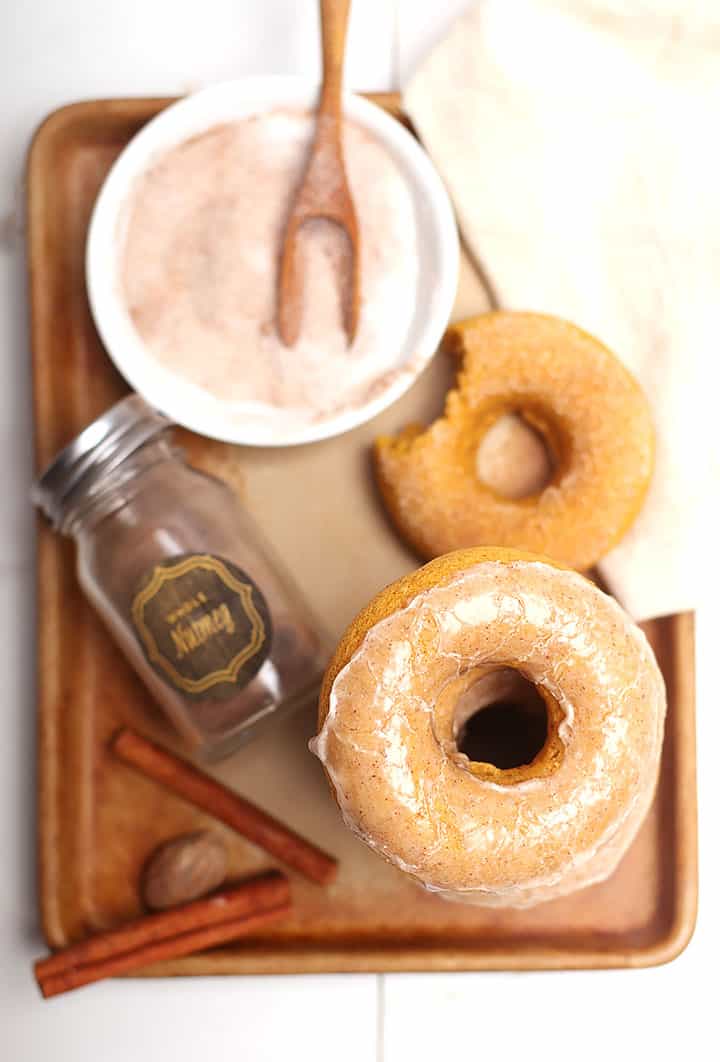 Vegan pumpkin donuts with cinnamon sugar