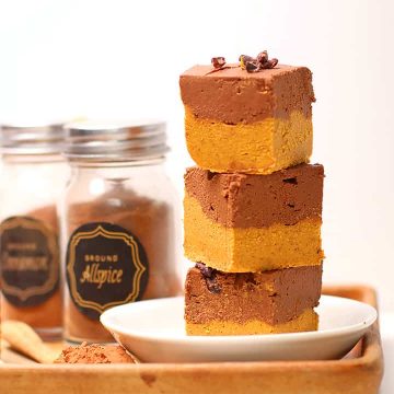 Stack of Chocolate Pumpkin Freezer Fudge