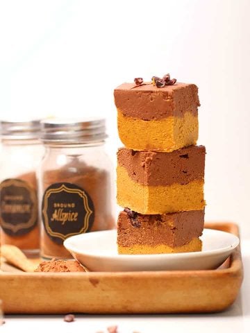 Stack of Chocolate Pumpkin Freezer Fudge