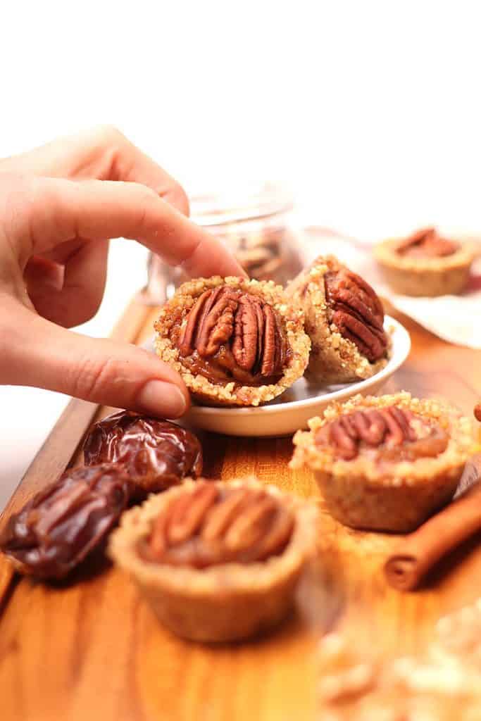 Raw pecan pie tartlets