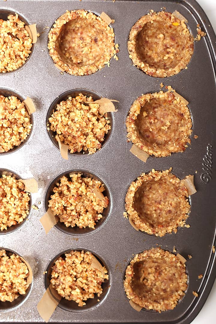 Walnut crust in mini muffin molds