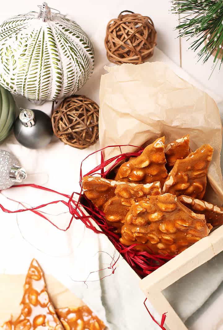 Vegan Peanut Brittle in a box