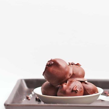 Finished truffles on a white dish