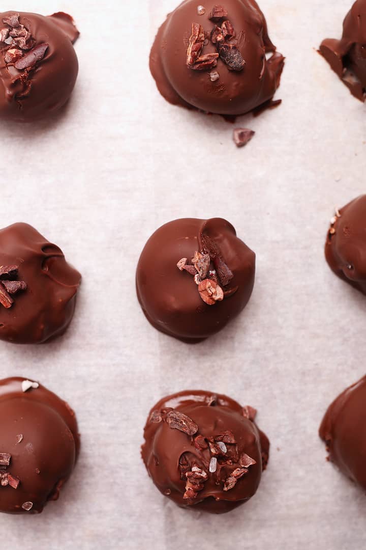 Vegan Truffles on parchment paper