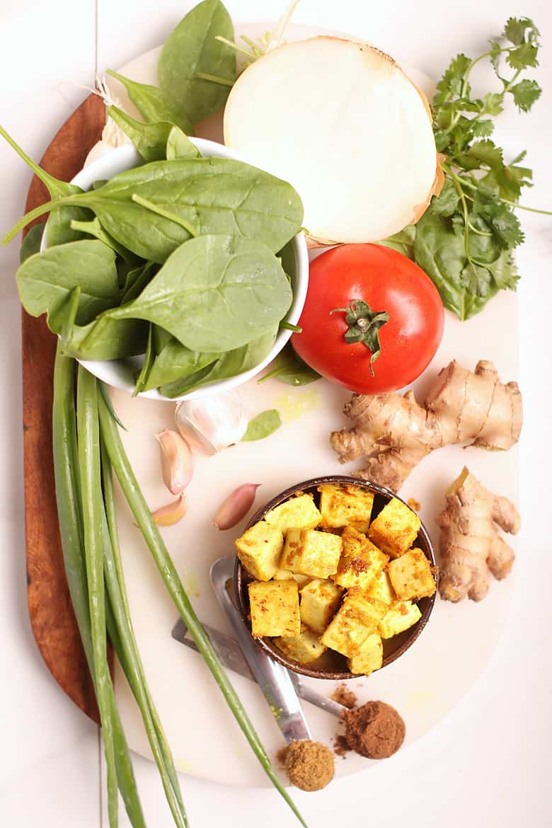 Ingredients for Vegan Palak Paneer Pizza