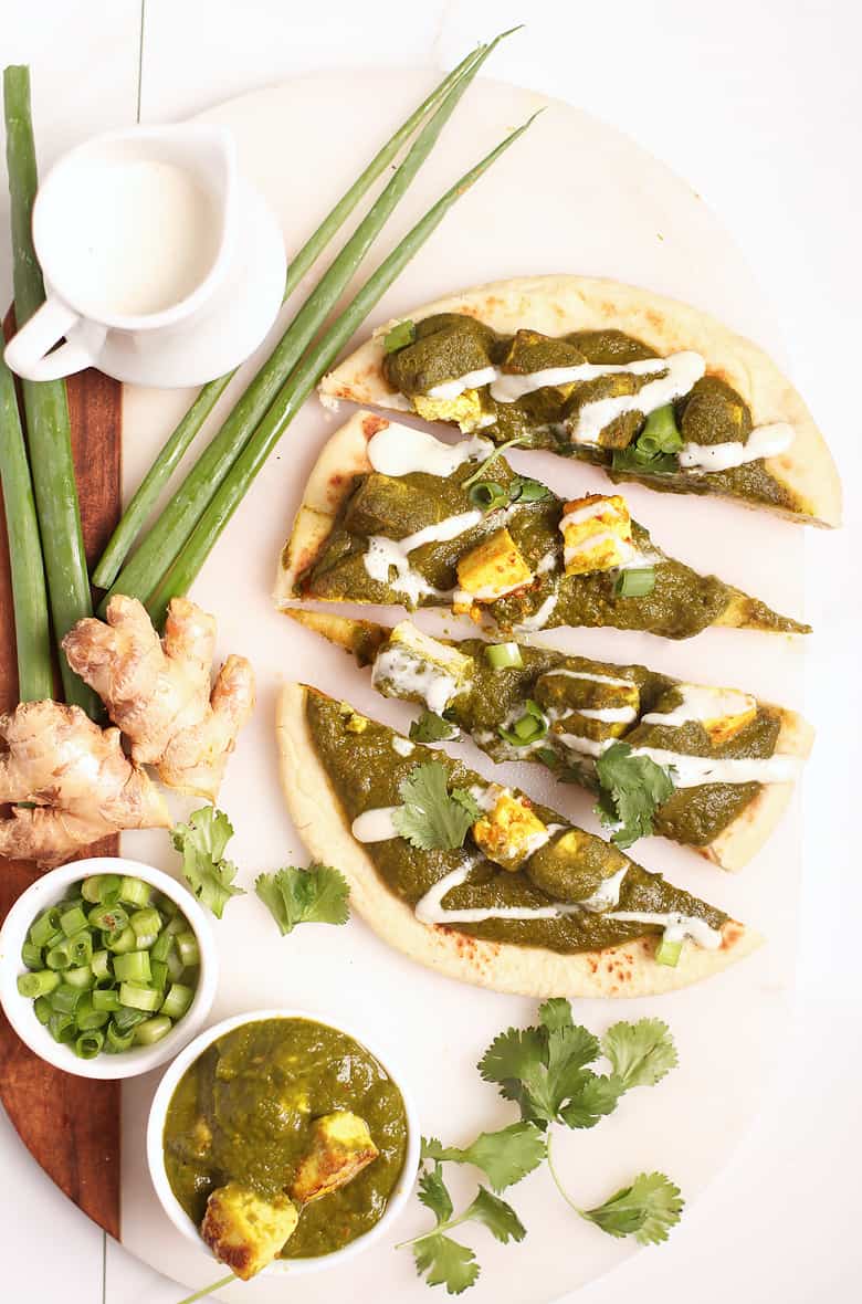 Vegan Palak Paneer Pizza