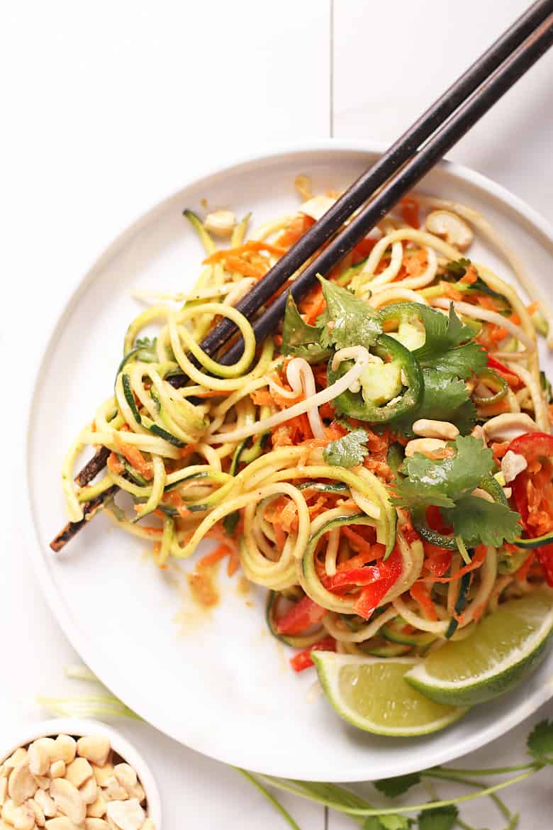 Raw Pad Thai with chopsticks