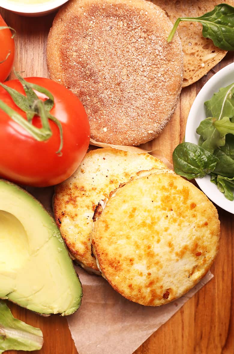 Cooked Tofu "Eggs" with English Muffins