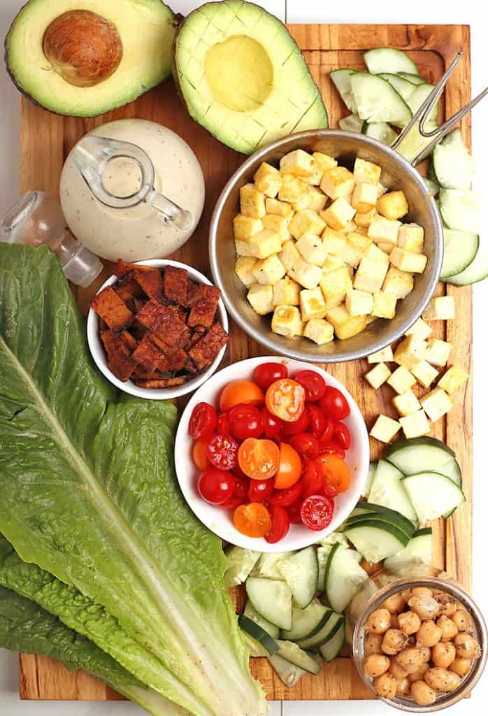 Ingredients for vegan Cobb Salad