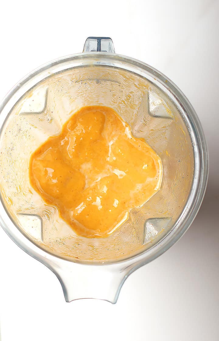 Pumpkin smoothie in a blender