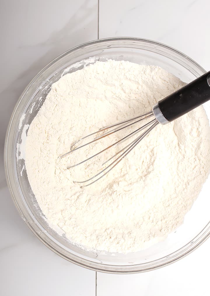 Dry ingredients in a mixing bowl