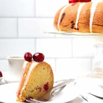 Slice of Cranberry Orange Pound Cake