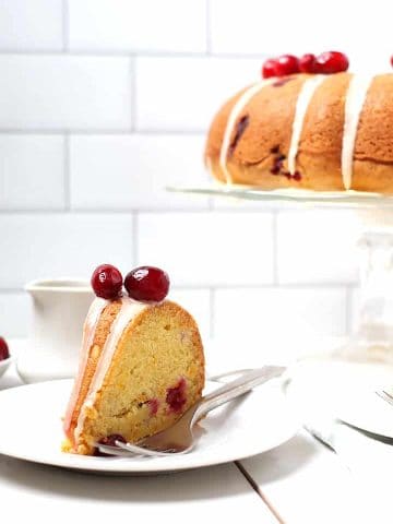 Slice of Cranberry Orange Pound Cake