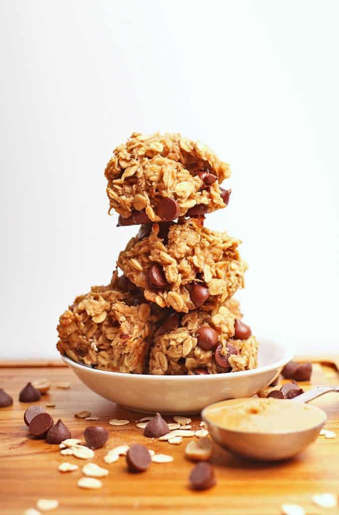 Close-up side view of a stack of 4-ingredient cookies, a tasty afterschool snack