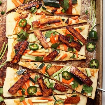 Vegan Banh mi Pizza on bakin sheet