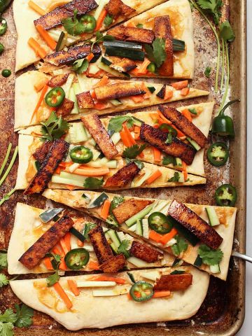 Vegan Banh mi Pizza on bakin sheet