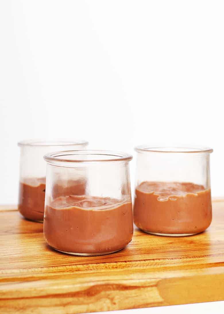 Chocolate pudding in glass jars