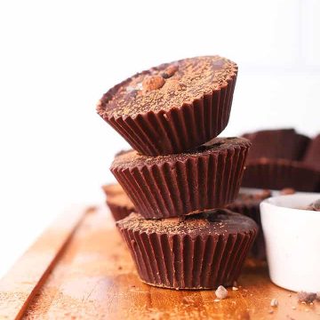 Stack of raw chocolate cups