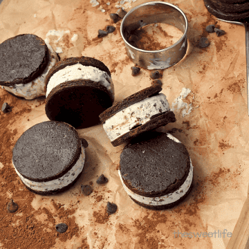 Homemade Chocolate Ice Cream Sandwiches.