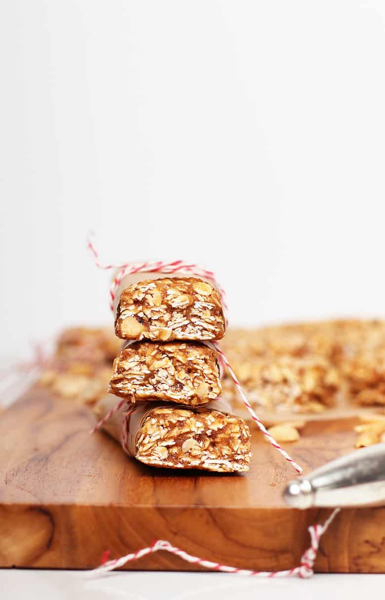 Stack of peanut butter granola bars