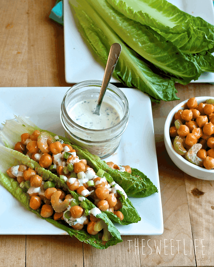 Buffalo Chickpea Lettuce Wraps