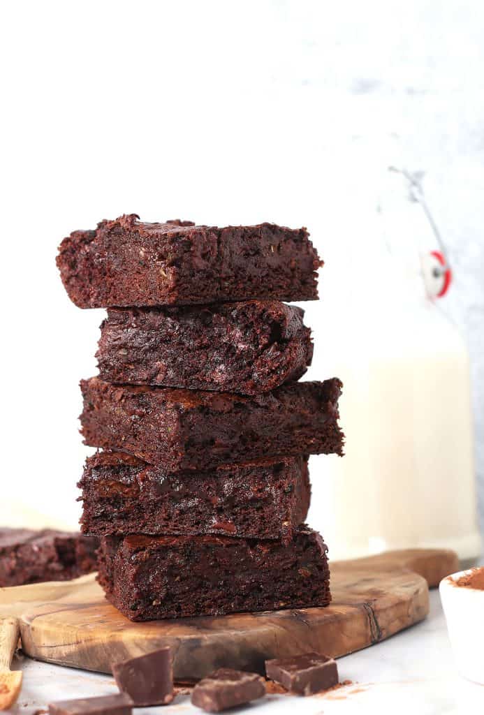 Stack of vegan brownies