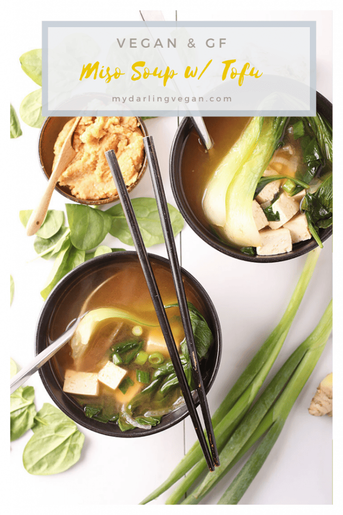 A healing and immune-boosting vegan miso soup full of flavor and packed with green veggies and sprouted tofu for a wholesome vegan and gluten-free meal. Make it in just 10 minutes! 
