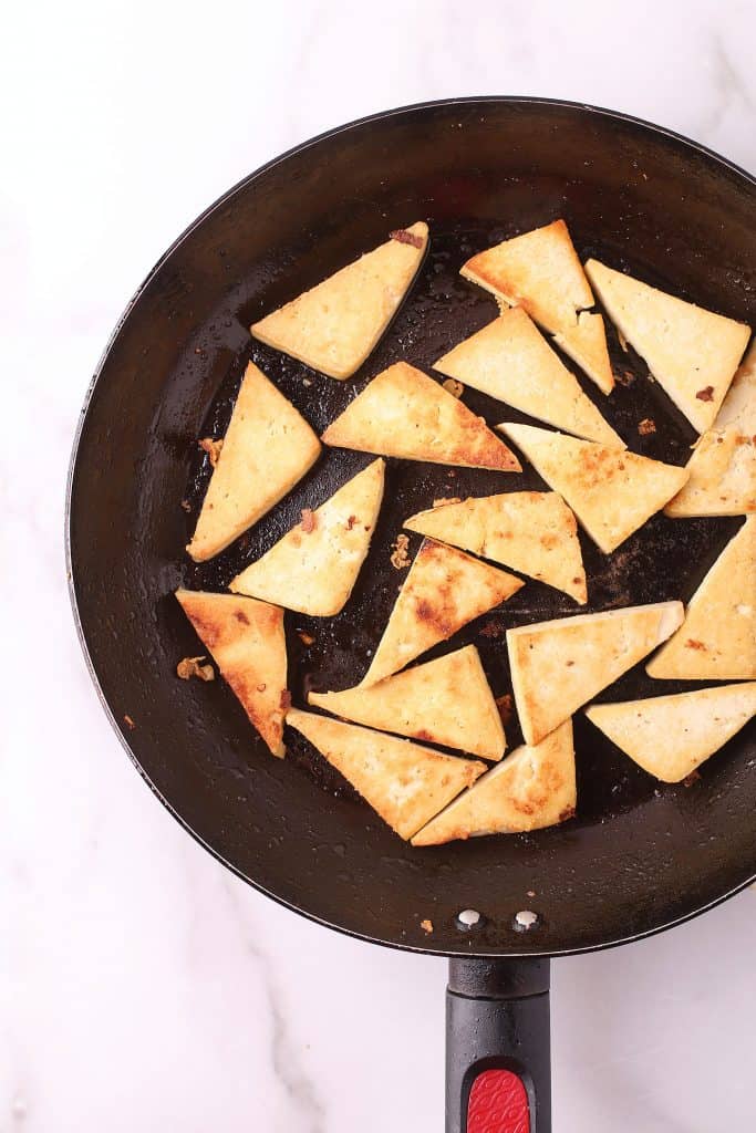 Pan-fried tofu triangles