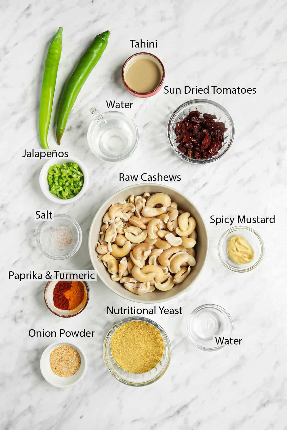 ingredients for vegan cheddar cheese