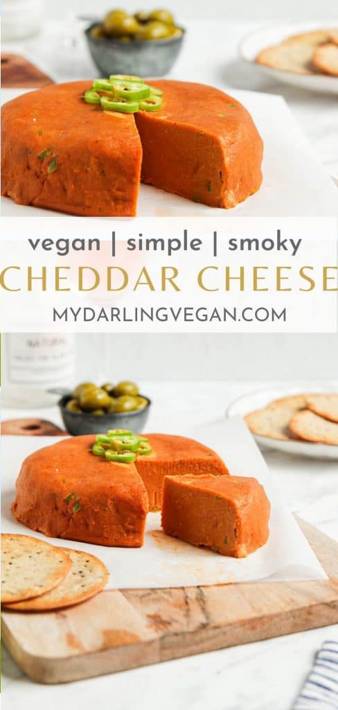 vegan cheddar cheese pinterest graphic