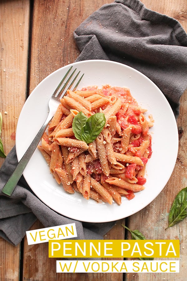 This Penne Pasta with Vegan Vodka Sauce is a delicious pasta dish made with tomatoes, cashew cream, and vodka for a simple yet decadent meal. #vegan #veganrecipes #pasta #romanticrecpes #veganvalentines #vegetarian #dinner #mydarlingvegan