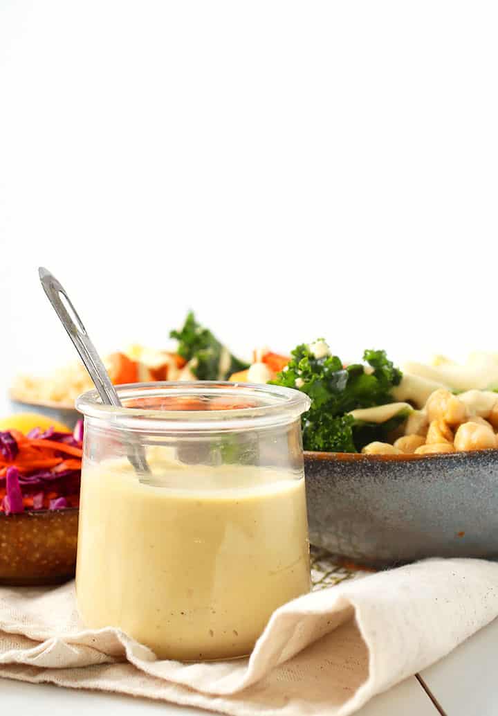 Cheesy Garlic Dressing in glass jar