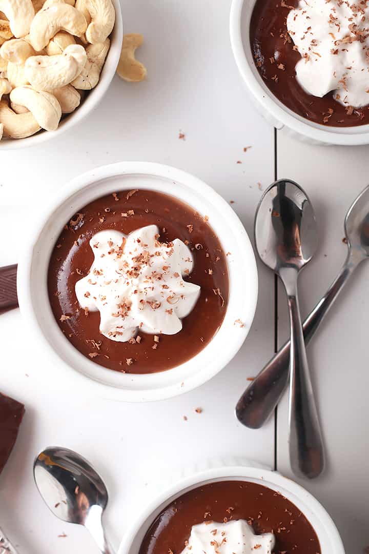 Vegan Pot de Creme in white ramekins