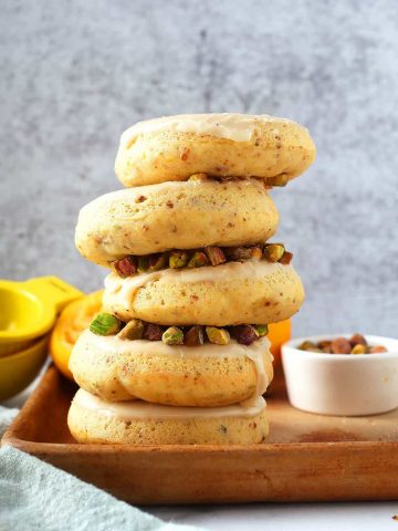 Stack of vegan doughnuts