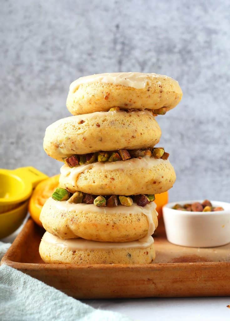 Stack of vegan doughnuts