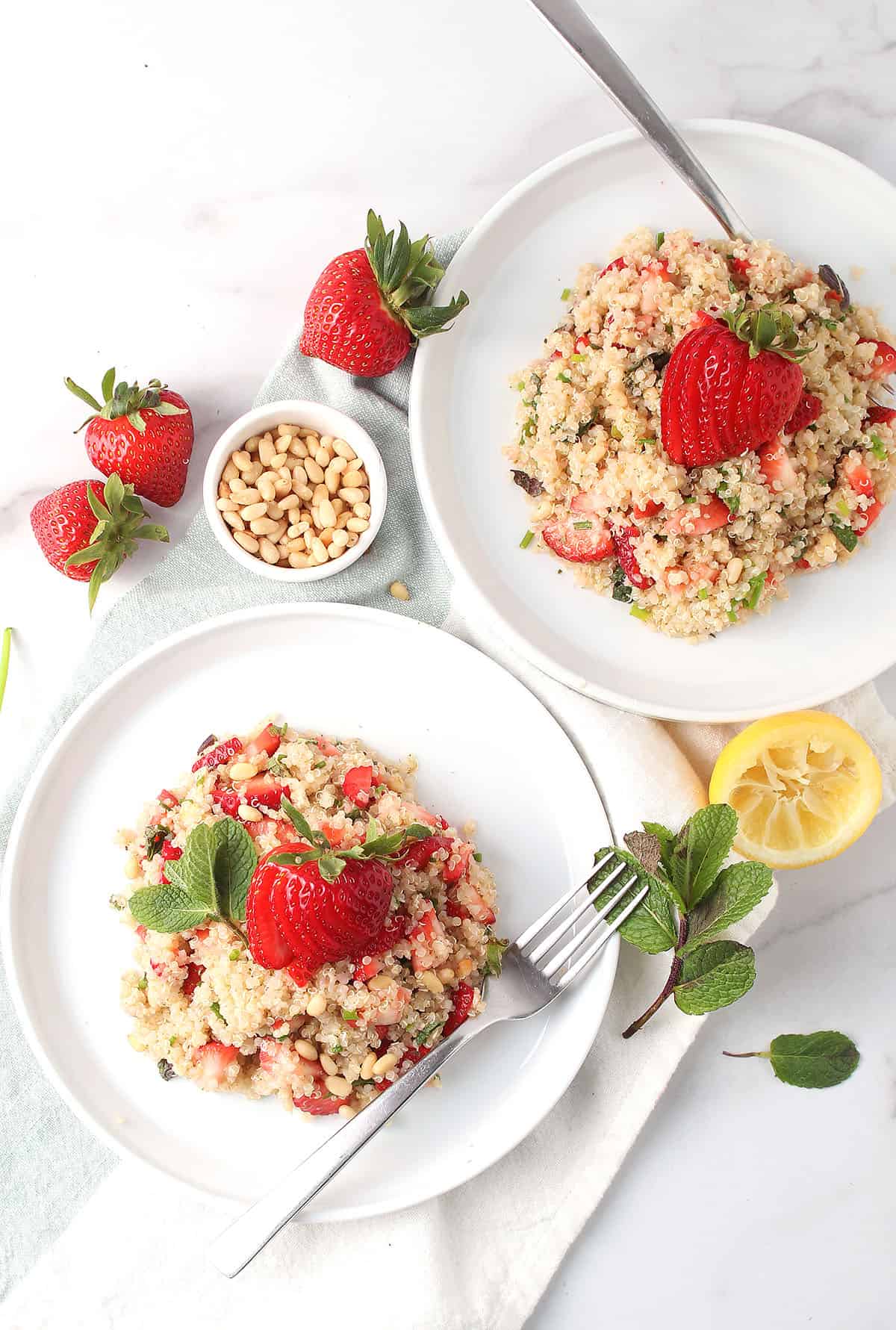 Two plates of Strawberry Quinoa Salad