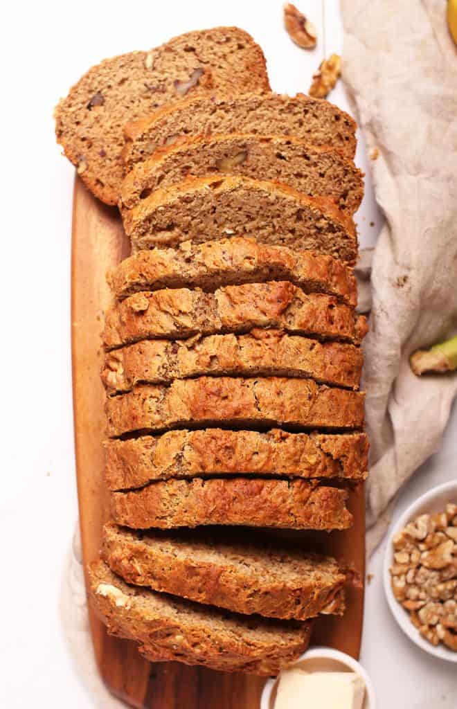 Slices of vegan banana bread