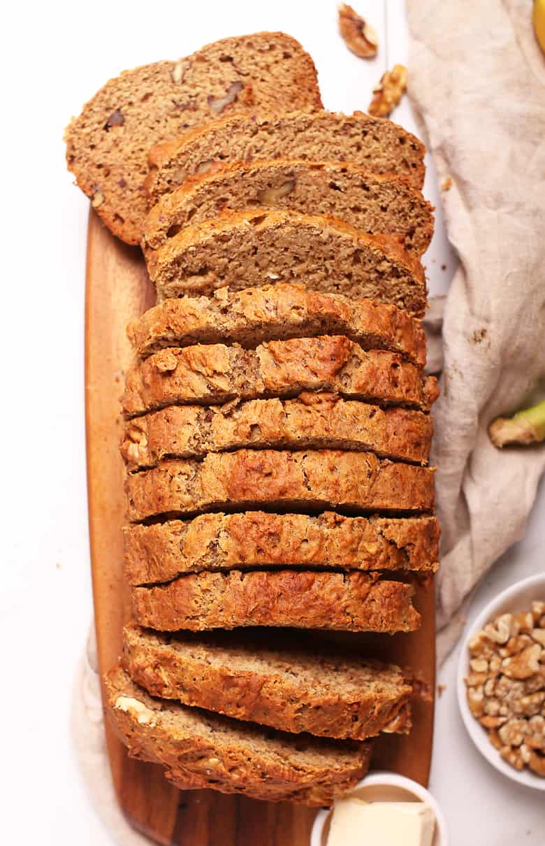 Slices of vegan banana bread