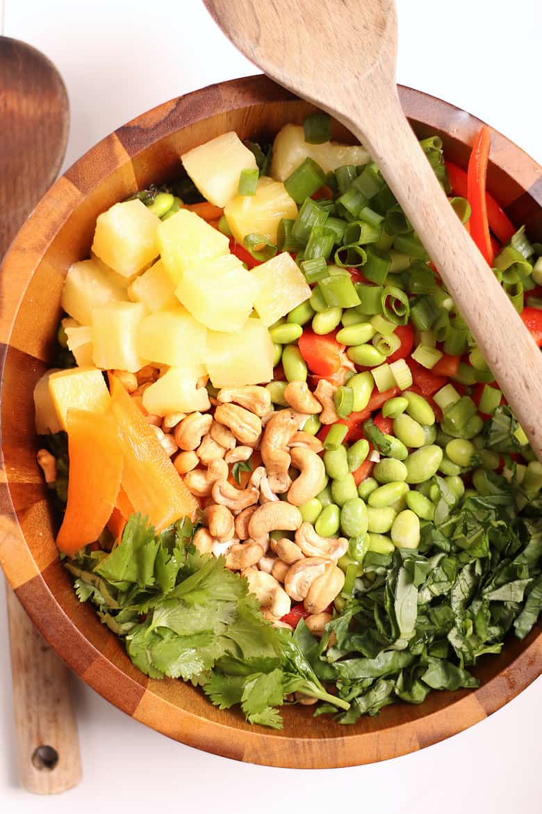 Thai Salad in a wooden bowl