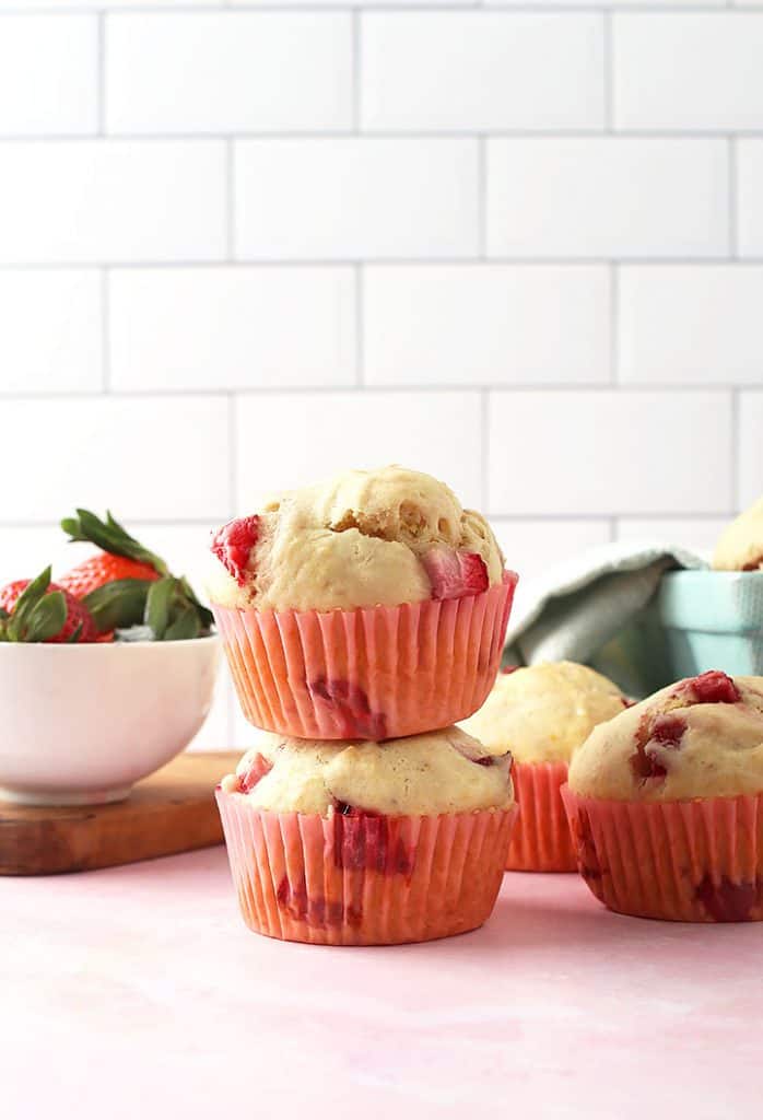 Stack of vegan strawberry Muffins