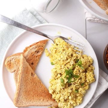 Tofu Scrambled Eggs on white plate