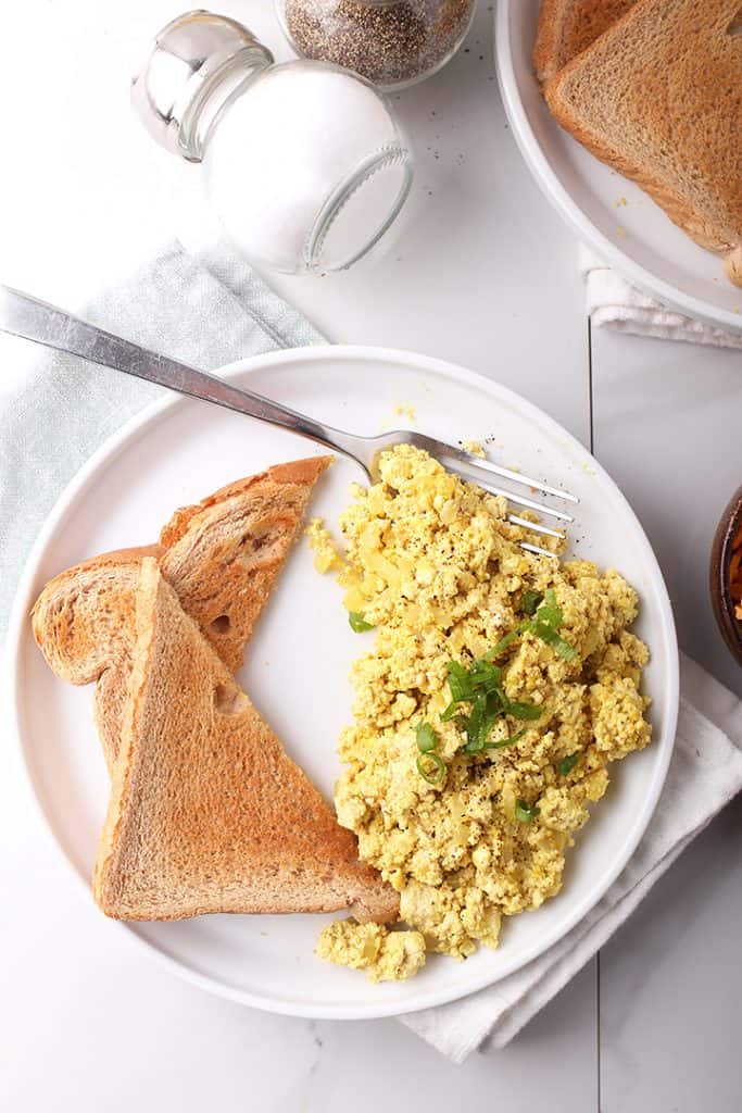 Tofu Scrambled Eggs on white plate