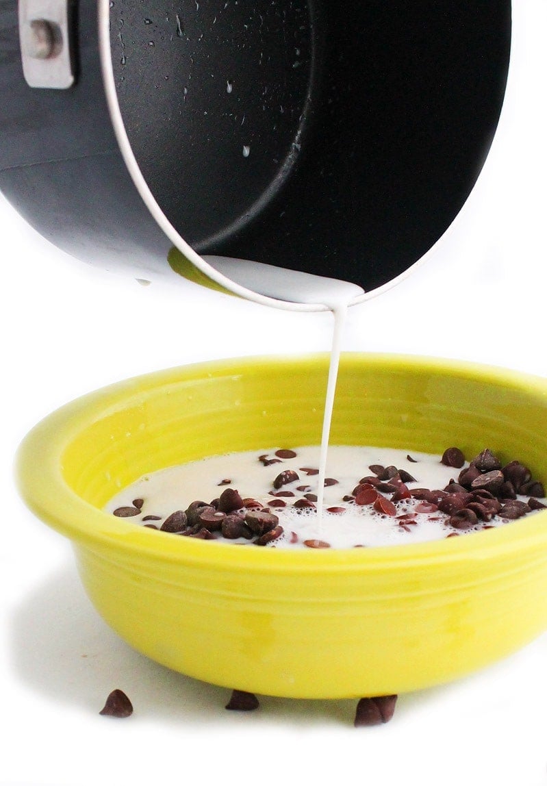 Milk and chocolate in a bowl