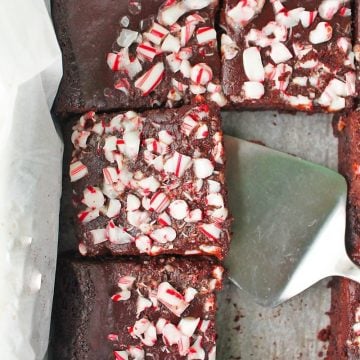 Peppermint Brownies in pan