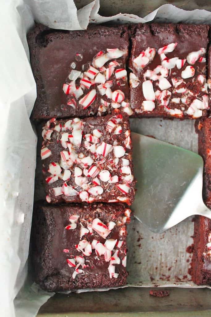 Peppermint Brownies in pan