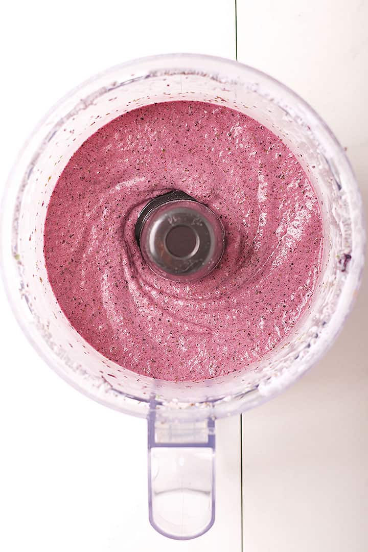 Blueberry smoothie in food processor