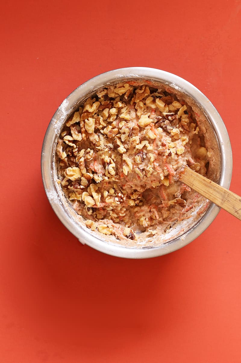 Healthy Carrot Muffins batter in a bowl